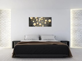 Obraz - Zlatý ker v čiernom pozadí (120x50 cm)