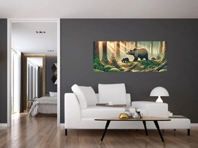 Obraz - Medvede v lese (120x50 cm)