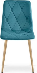 Tyrkysová zamatová jedálenská stolička LIBRA
