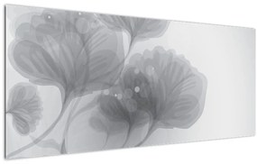Obraz kvetov v šedých odtieňoch (120x50 cm)