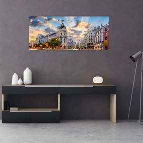 Obraz - Calle Gran Vía, Madrid, Španielsko (120x50 cm)