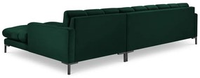 Tmavozelená zamatová rohová pohovka Cosmopolitan Design Bali, pravý roh