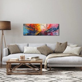 Obraz - Farebná abstrakcia (s hodinami) (90x30 cm)