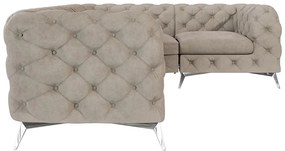 Sivobéžová zamatová rohová pohovka (pravý roh/do L) Chelsea – Ropez