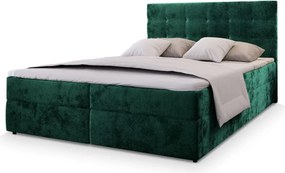 AKCIA Čalúnená posteľ boxspring GLORIEN VELVET 160x200 cm tmavozelená II. akosť
