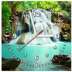 Gario Obraz s hodinami Vodopád v Thajsku Rozmery: 30 x 30 cm