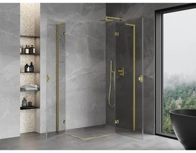 Mexen Mist-H L Duo, 2-krídlový sprchový kút 85 x 120 cm, číre sklo, zlatý matný profil, 8A5L-085L-120P-55-00