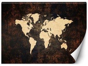 Fototapeta, Mapa světa v hnědé barvě - 250x175 cm