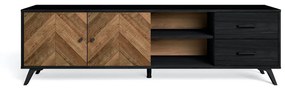 Čierny TV stolík v dekore orecha 181x53 cm Chevrons - Marckeric