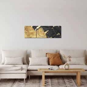 Obraz - Zlatá štruktúra N⁰1 (s hodinami) (90x30 cm)