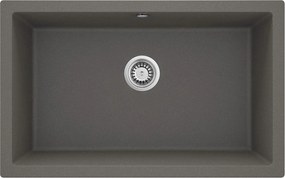 Deante Corda, granitový drez pod dosku 800x500x204 mm, 3,5" + priestorovo úsporný sifón, 1-komorový, antracitová metalíza, ZQA_T10D