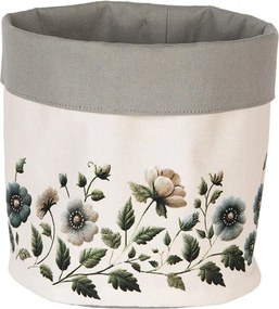 Béžový bavlnený košík na pečivo s kvetmi Gently Blooming - Ø 15*16 cm