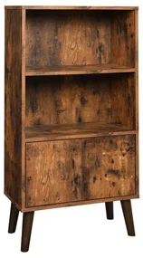 Retro knižnica s dvierkami, 120x60x30cm, vintage hnedá