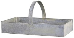 Dekoračný plechový zinkový antik box podnos s rukoväťou - 54*32*10 cm