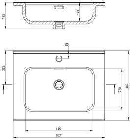 Deante Tubo, keramické umývadlo na zapustenie 603x460x175mm, biela lesklá, DEA-CTU_6U6W