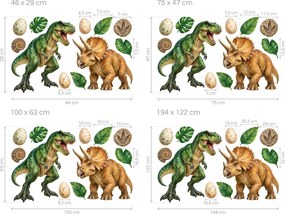 T-rex a triceratops pravekné nálepky do detskej izby pre chlapcov na stenu arch 46 x 29 cm