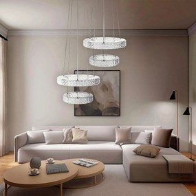 Toolight Toolight, LED krištáľové stropné svietidlo 40cm, 36W, 4000K, 3500 lm, MS006-CP, chrómová, OSW-09616