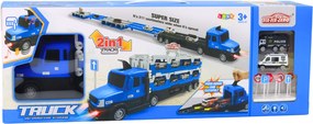 LEAN Toys Lora Odťahovka Závodná dráha 2 v 1 Svetlá Zvuky Značky Autíčka Modrá