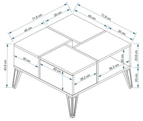 Konferenčný stolík Bunuto (biela + čierna) . Vlastná spoľahlivá doprava až k Vám domov. 1093303