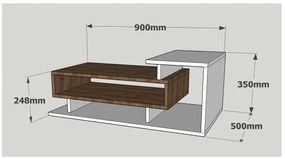 Dizajnový konferenčný stolík Habiba 90 cm biely / orech