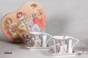 Šálka s podšálkou - set 2 kusov, Alfons Mucha Zima, ATYP, Queen Isabell
