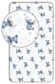 Jerry Fabrics Bavlnené napínacie prestieradlo 90x200 + 25 cm - Lilo and Stitch "Ohana White"