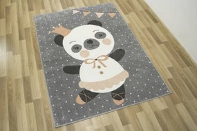 Detský koberec Lima C883A Panda sivý / krémový / ružový