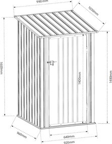 Záhradný domček BestBerg BBSH-001G / 0,93 m² / 90 x 160 x 103 cm / sivá