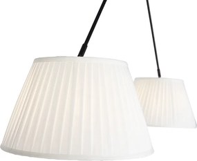 Závesné svietidlo čierne s plisovanými tienidlami krémové 35 cm 2-svetlo - Blitz
