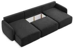 Čierna rozkladacia/s úložným priestorom rohová pohovka Kalena – Makamii