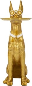 Dekoratívna socha Dog Pit s podnosom 74 cm zlatá