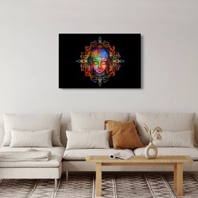 Obraz - Busta Budhu v neónových farbách (90x60 cm)