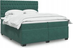 vidaXL Posteľný rám boxsping s matracom tmavozelený 200x200 cm zamat
