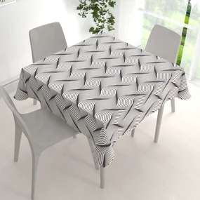 Biante Dekoračný štvorcový obrus PML-042 Čierno-biele vlnenie 110x110 cm