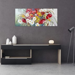 Obraz vázy s divokými kvetmi (120x50 cm)