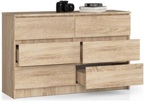 Komoda Kuba 120 cm 6 zásuviek dub sonoma