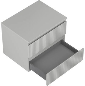 Mexen Rivel, kúpeľňová skrinka 60 cm s pracovnou doskou, 2 zásuvky, drážkovaná, matná sivá, 91A20-06047-2-BFFC62