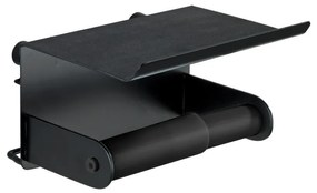 Čierny nástenný držiak na toaletný papier s podložkou na mobil Wenko Classic Plus