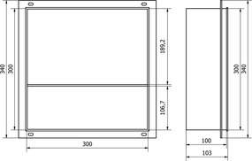 Zápustná polica pod omietku Mexen X-Wall-NR 30x30 cm - inox, 1911303010S