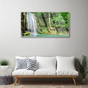 Skleneny obraz Vodopád les príroda 100x50 cm
