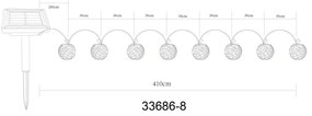 Globo 33686-8 - LED Solárna dekoračná reťaz 98xLED/0,1W/3V IP44