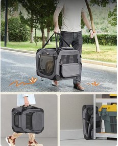 Skladací nosič pre domáce zvieratá, prepravný box, veľkosť M, sivý