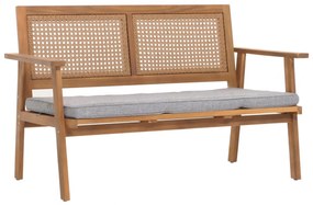 Záhradná súprava 2 kresiel, pohovky a stolíka HWC-N46, akáciové drevo - sivé vankúše