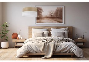 Závesné svietidlo Wood, 1x dýha zlatý dub/biele PVC tienidlo, (fi 40cm)