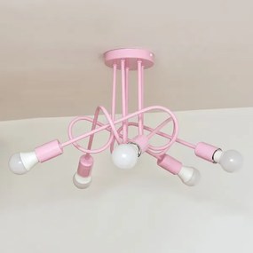 Prisadený luster OXFORD 5xE27/15W/230V ružový