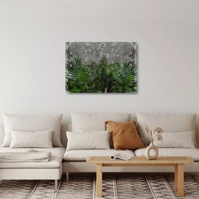 Sklenený obraz - Betónový múr s rastlinami (70x50 cm)