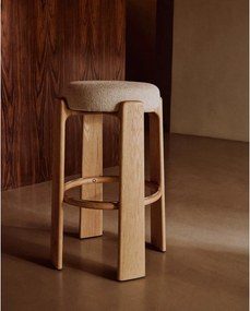 Béžová/v svetlo prírodnej farbe barová stolička z jaseňového dreva (výška sedadla 75 cm) Granite – Kave Home