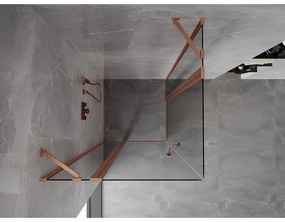Mexen, Mexen Mist Duo výklopný sprchový kút 115 x 115 cm, transparentný, brúsená meď - 8A4-115-115-65-00