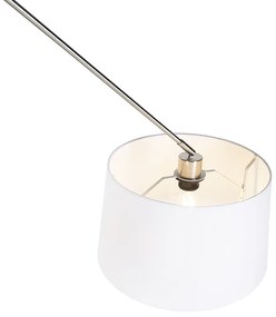 Odpadová lampa z ocele s bielym ľanovým tienidlom 35 cm - Blitz
