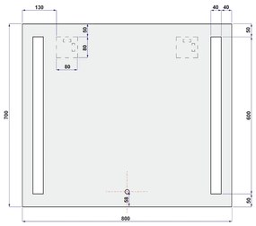Mereo Mereo, Zrkadlo 80x70 cm s LED osvetlením, MER-CN699